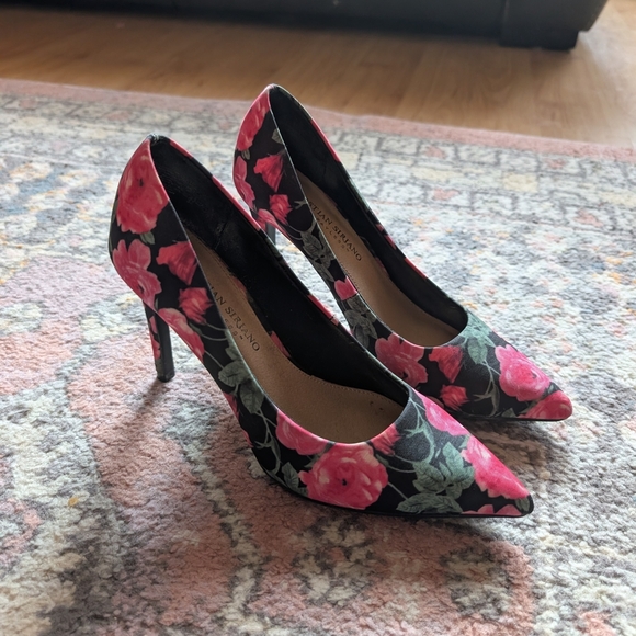 Floral Pink Women's Heels Pointed Toe 6.5 Christian Siriano - Picture 1 of 6